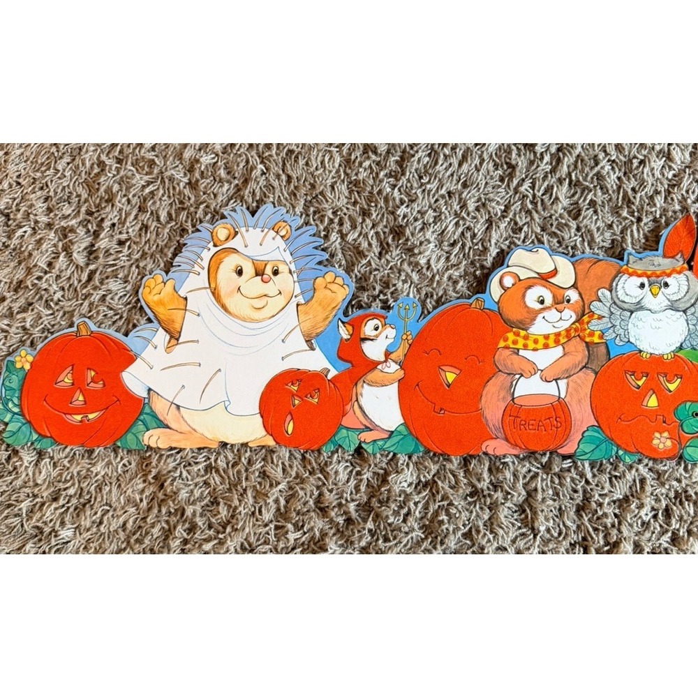 Vintage Halloween Fuzzy Die Cuts Wall Decor Lot of 12 - Picture 7 of 9